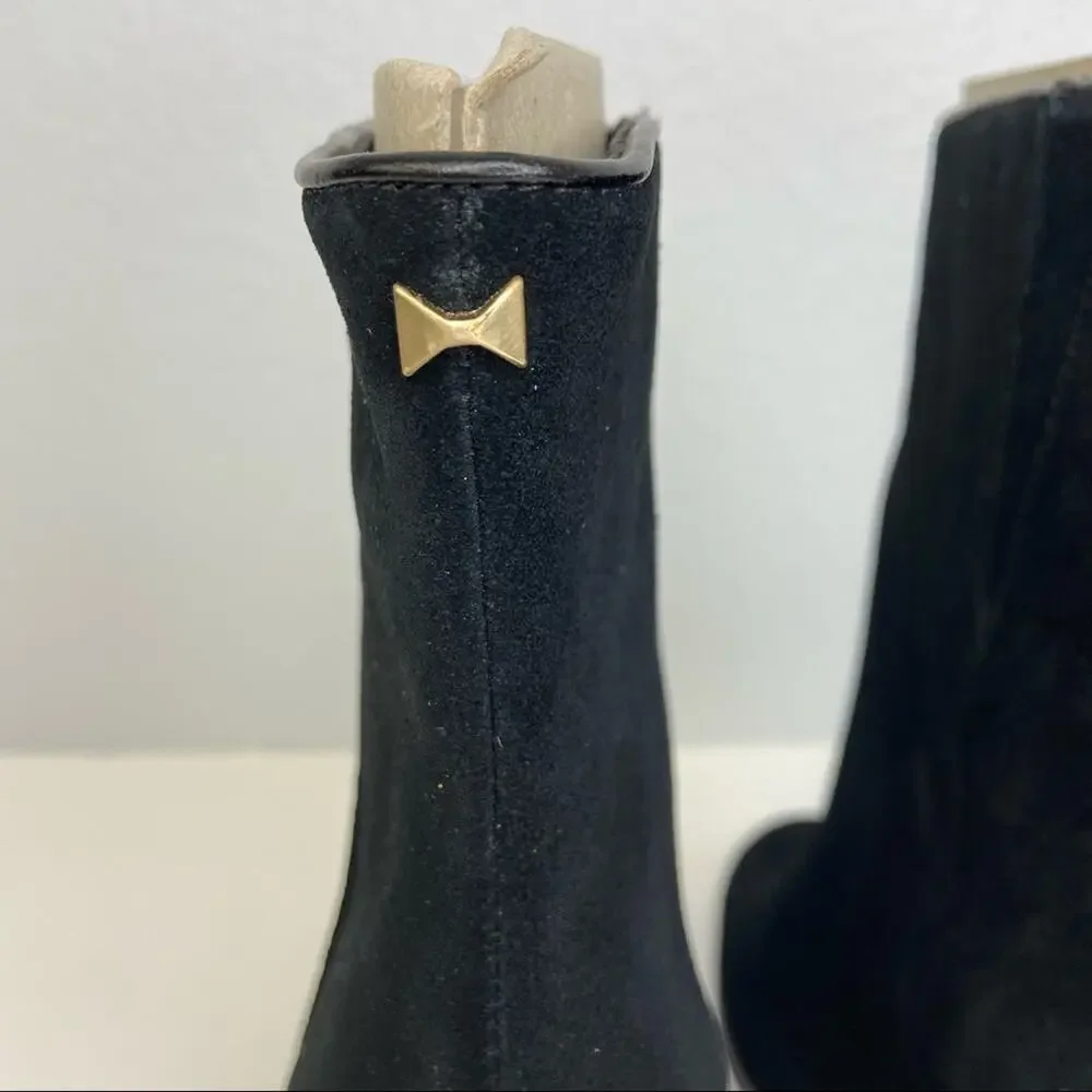 New Ted Baker Orbida Black Suede Block Heel Ankle Boots Size 35.5 - Picture 9 of 16
